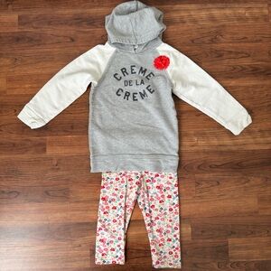 Oshkosh • H&M | Grey "Creme de la Creme" Hoodie Tunic with Floral Capri Leggings